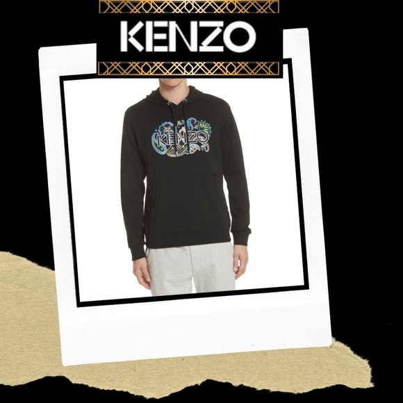 KENZO Paisley Logo Embroidered Hoodie Black L 09/24 - Picture 3 of 11